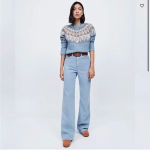 NWT RE/DONE Corduroy Ultra High Rise Wide Leg Pants, size 26 in blue